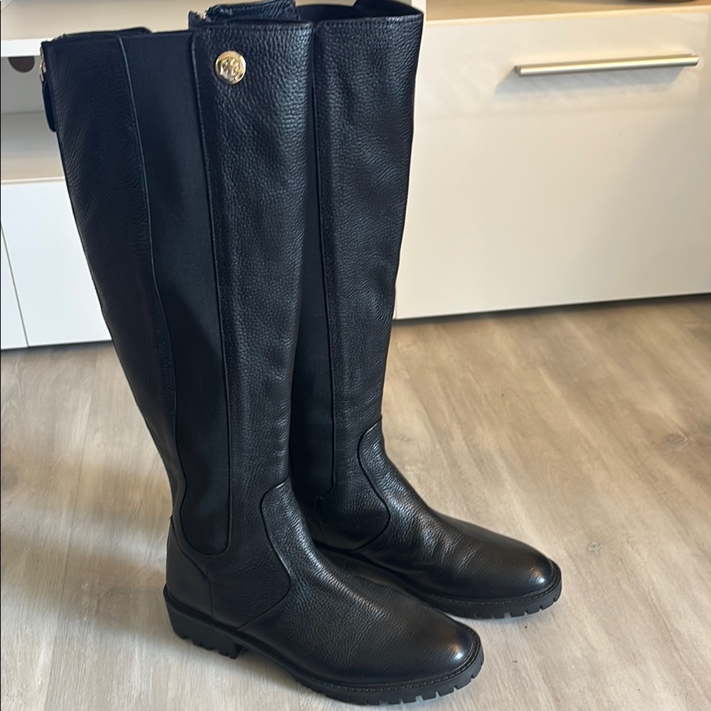 Tory Burch Black Over the Knee Boots Sleek Leather Design